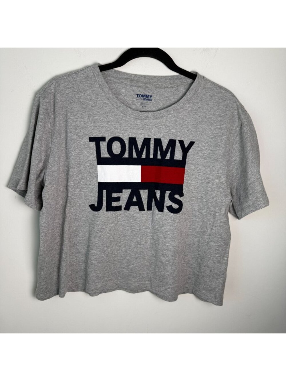 Tommy Hilfiger Tommy Jeans Womens Logo Boxy T-Shirt Cropped Size S Y2K